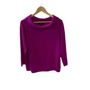 Charter Club Xl Luxury 100% Cashmere Sweater Cowl neckline Purple Pullover As Is
